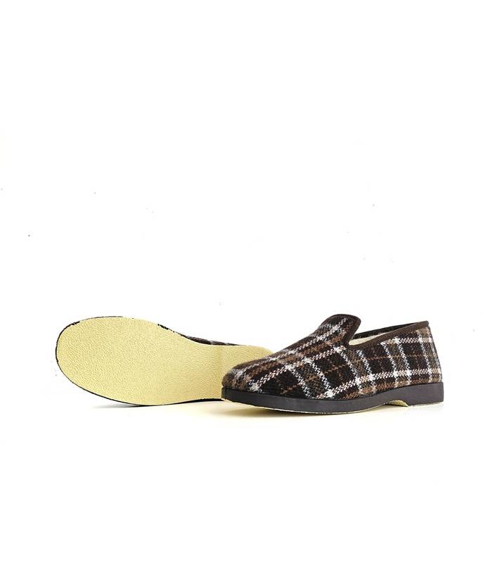 Suela flexible zapatillas Pelusín hombre cuadros marrones