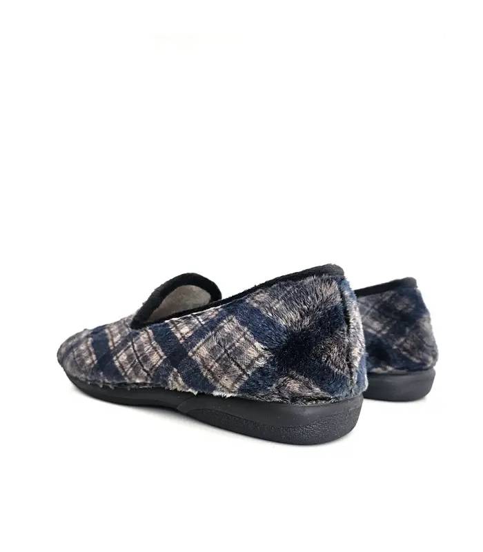 Vista trasera zapatillas Pelusín hombre cerradas de cuadros