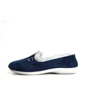 Zapatilla mujer marino cerrada Pelusin perfil lateral
