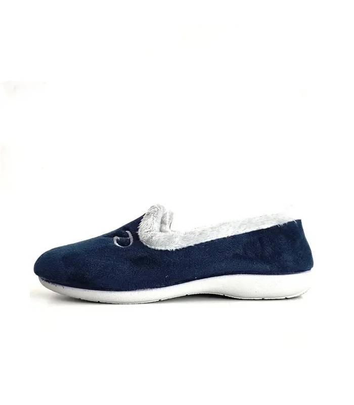 Zapatilla mujer marino cerrada Pelusin perfil lateral