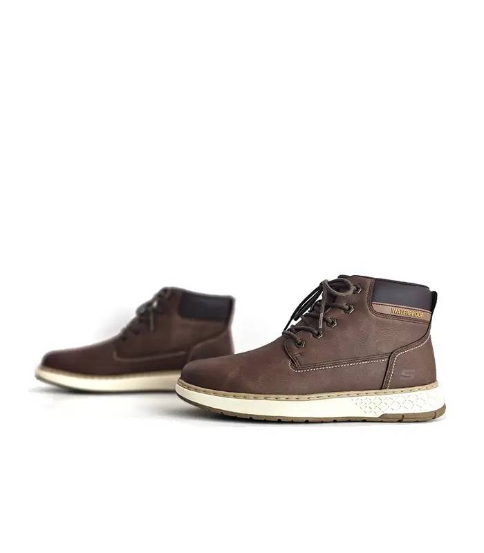 Bota Skechers hombre waterproof marrón lateral