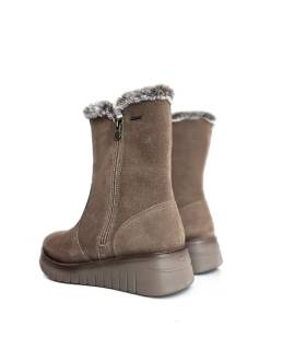 Vista trasera botas Treintas mujer piel marrón