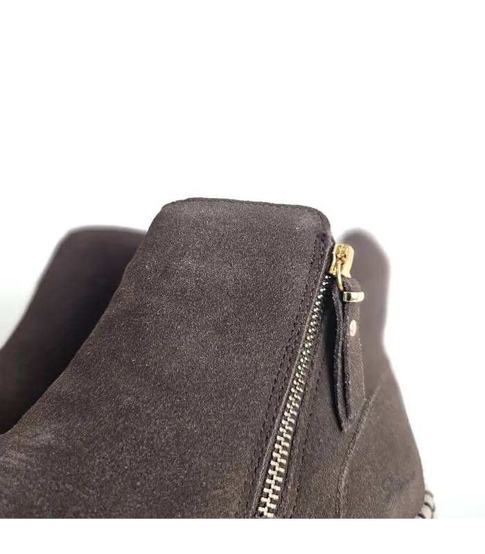 Detalle cremallera botines Skechers mujer marrones