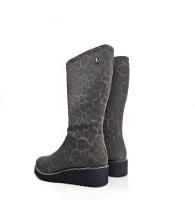 Botas Treintas mujer animal print con cuña trasera