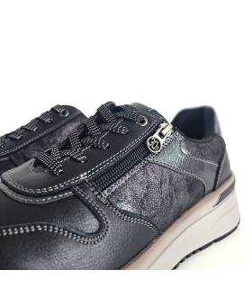 Detalle cremallera y piel satinada zapatos Treintas mujer