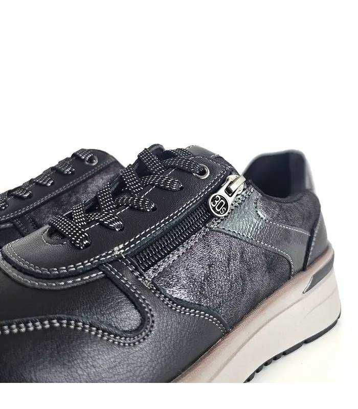 Detalle cremallera y piel satinada zapatos Treintas mujer