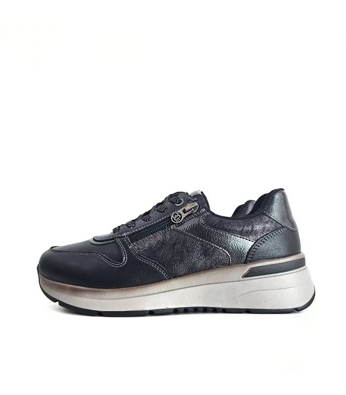 Perfil zapatos Treintas mujer piel negra con cuña