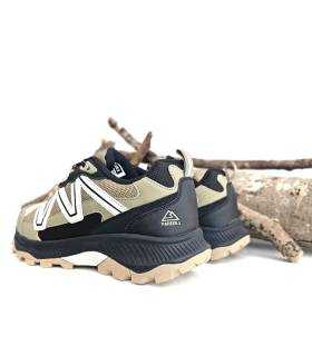 Vista trasera zapatillas trekking Paredes hombre caqui