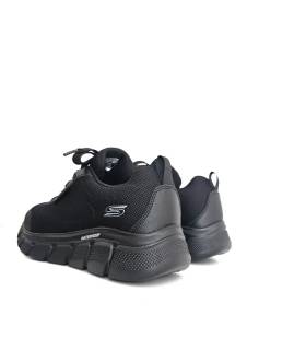 Vista trasera Skechers BOBS hombre negras waterproof