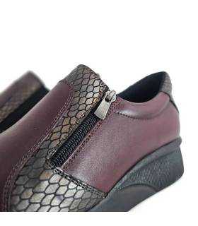 zapatos Vicmart mujer piel burdeos detalle cremallera