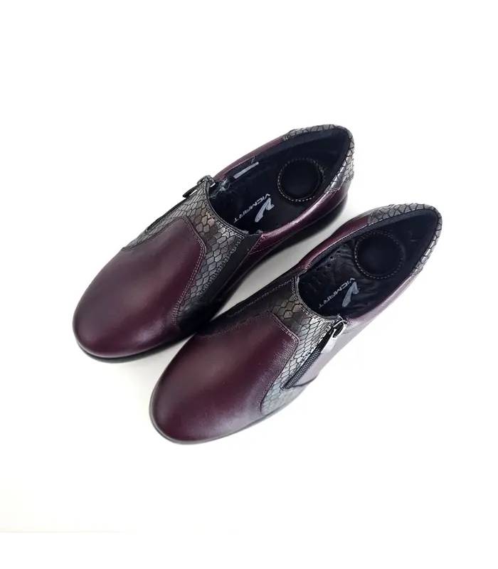 zapatos Vicmart mujer burdeos animal print vista superior