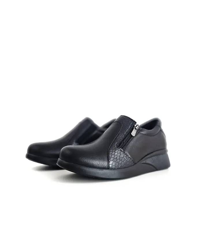 zapatos Vicmart mujer piel negros cuña baja