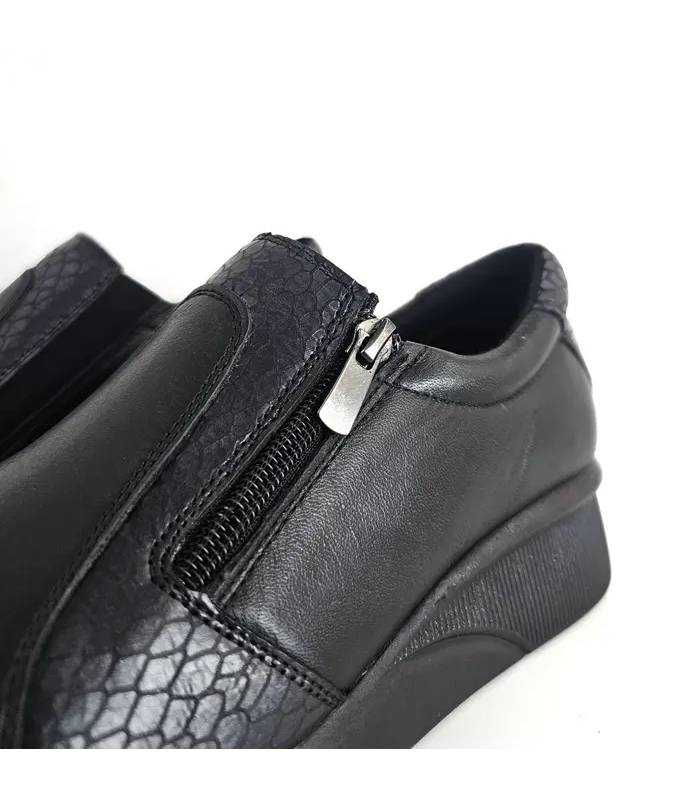 zapatos Vicmart mujer piel negros detalle cremallera