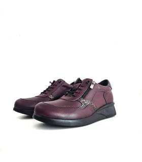 zapatos Vicmart mujer burdeos deportivos con cremallera