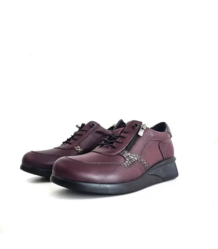 zapatos Vicmart mujer burdeos deportivos con cremallera