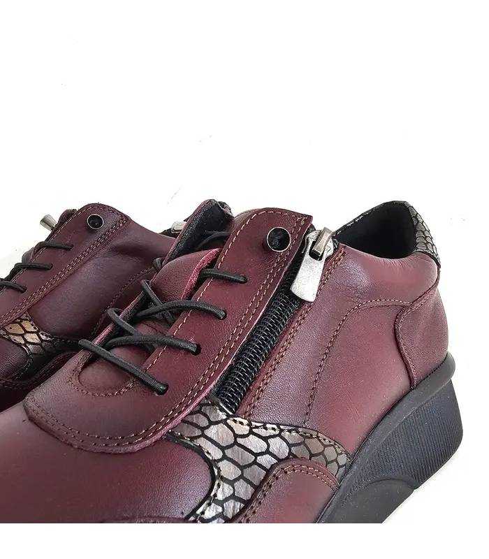 zapatos Vicmart mujer burdeos detalle cremallera lateral