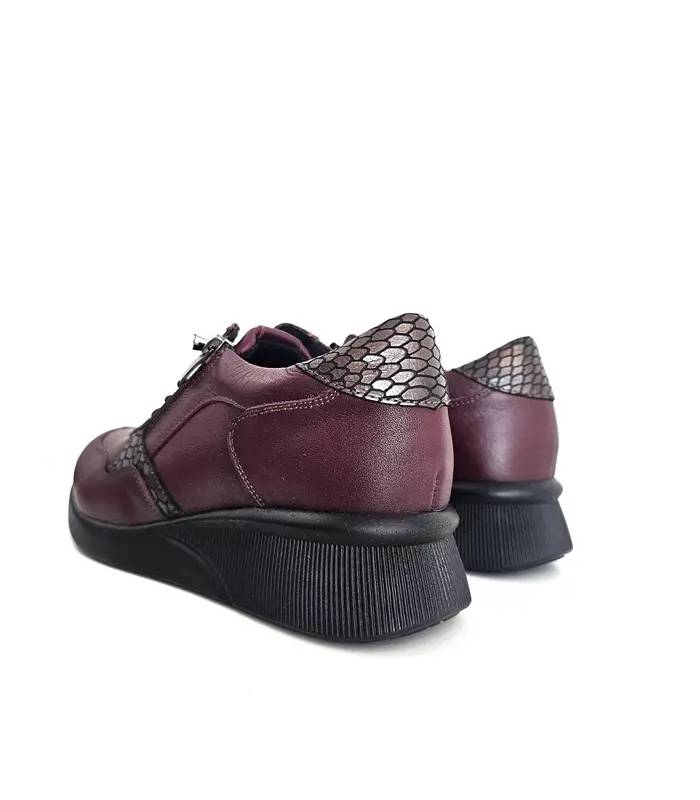 zapatos Vicmart mujer burdeos vista trasera animal print