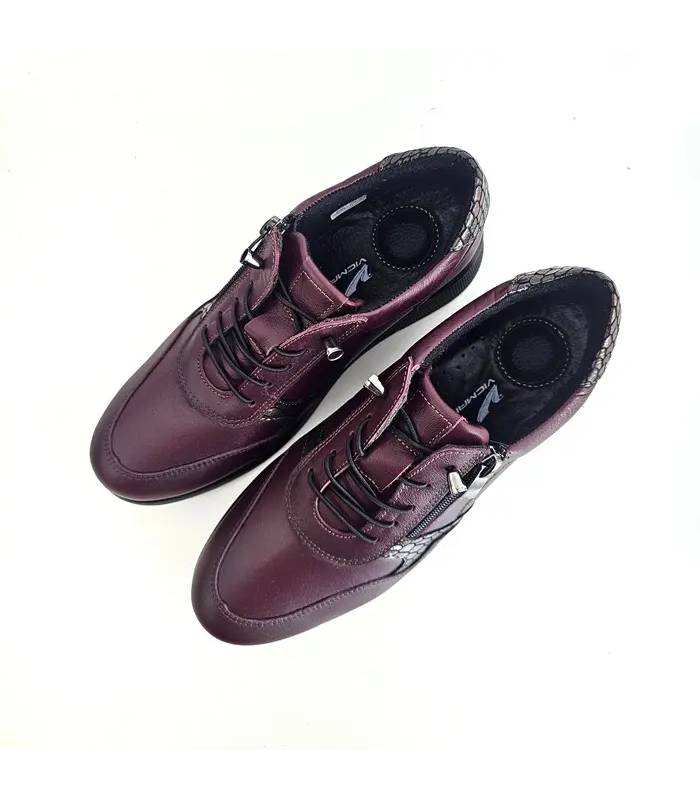 zapatos Vicmart mujer burdeos vista superior cordones elásticos