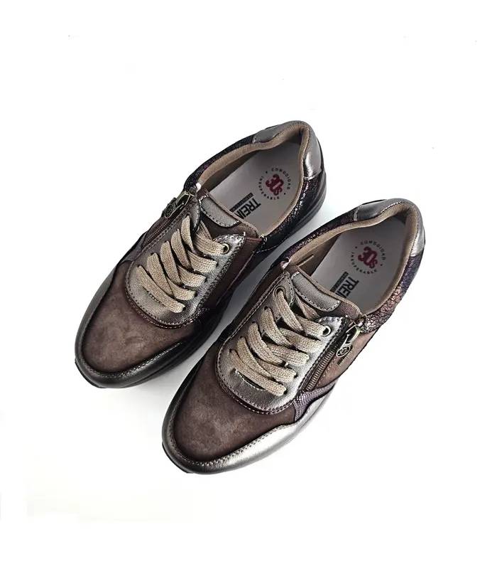 Vista superior zapatos Treintas mujer con cordones y cremallera