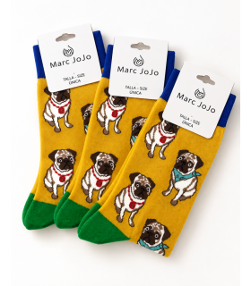 Tres pares calcetines con perros pug Marc JoJo