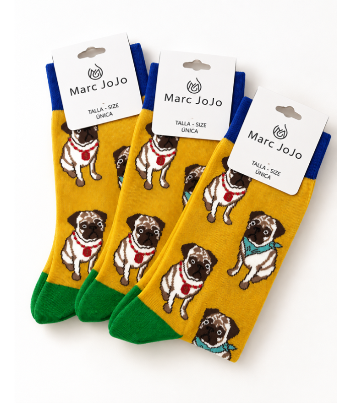 Tres pares calcetines con perros pug Marc JoJo