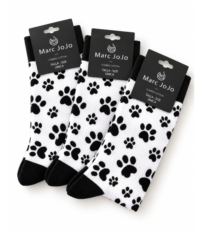 Tres pares calcetines Marc JoJo con huellas de perro