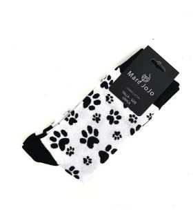 Calcetines blancos huellas negras perro Marc JoJo talla única