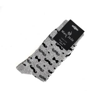 Calcetines grises Marc JoJo bigotes pajaritas talla única