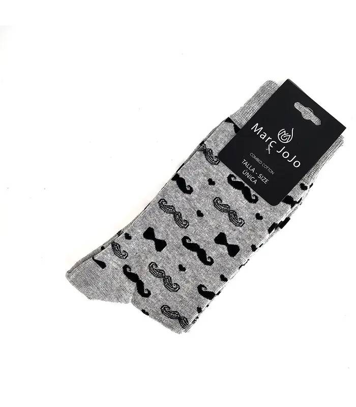 Calcetines grises Marc JoJo bigotes pajaritas talla única