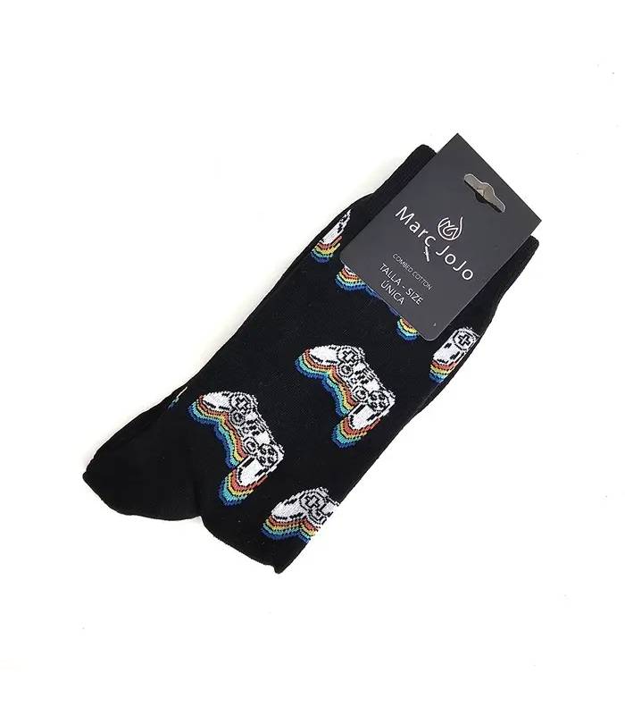 Calcetines gamer divertidos hombre Marc JoJo negros con mandos de videojuegos retro