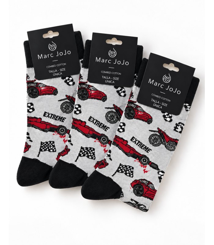 Tres pares calcetines coches y motos Marc JoJo
