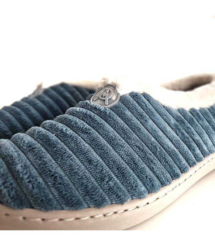 zapatillas casa mujer azules pana
