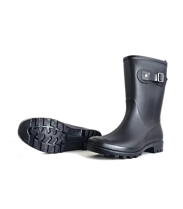 Botas de agua negras mujer Kelara con hebilla