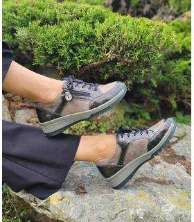 Zapatos mujer gris antracita Suave Star puestos