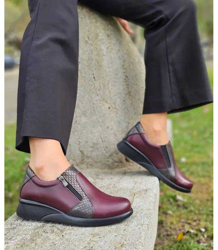 zapatos mujer burdeos Vicmart cuña ligera puestos