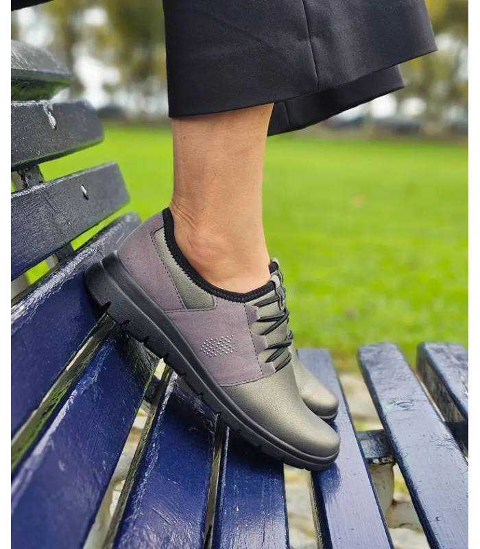Zapatos mujer cómodos invierno FlyFlot gris puestos