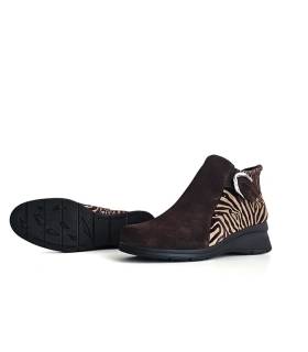 Botín mujer marrón chocolate animal print cebra Comfort Class