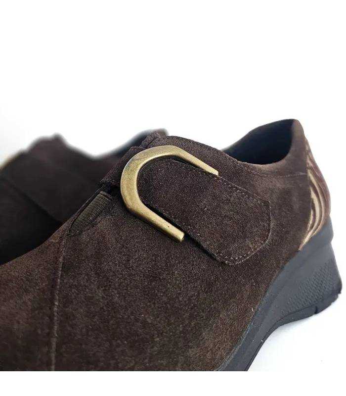 Zapatos Comfort Class 8104 marrón chocolate con cierre de velcro