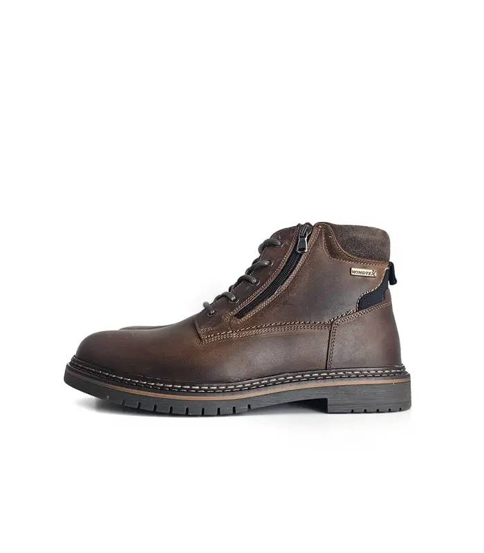Bota hombre impermeable marrón Windtex vista lateral
