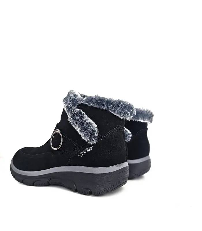 Botines Skechers Slip-ins mujer negros vista trasera