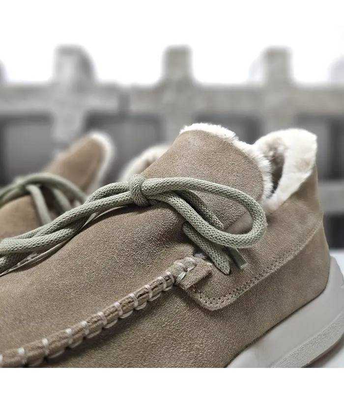 Detalle cordones mocasín Sunni Sabbi mujer color topo