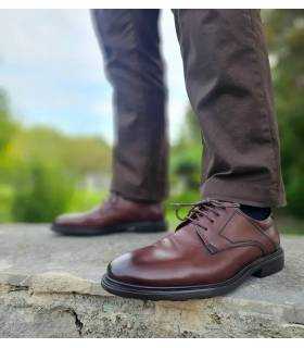 Zapatos Baerchi hombre boda de piel marrón con cordones puestos