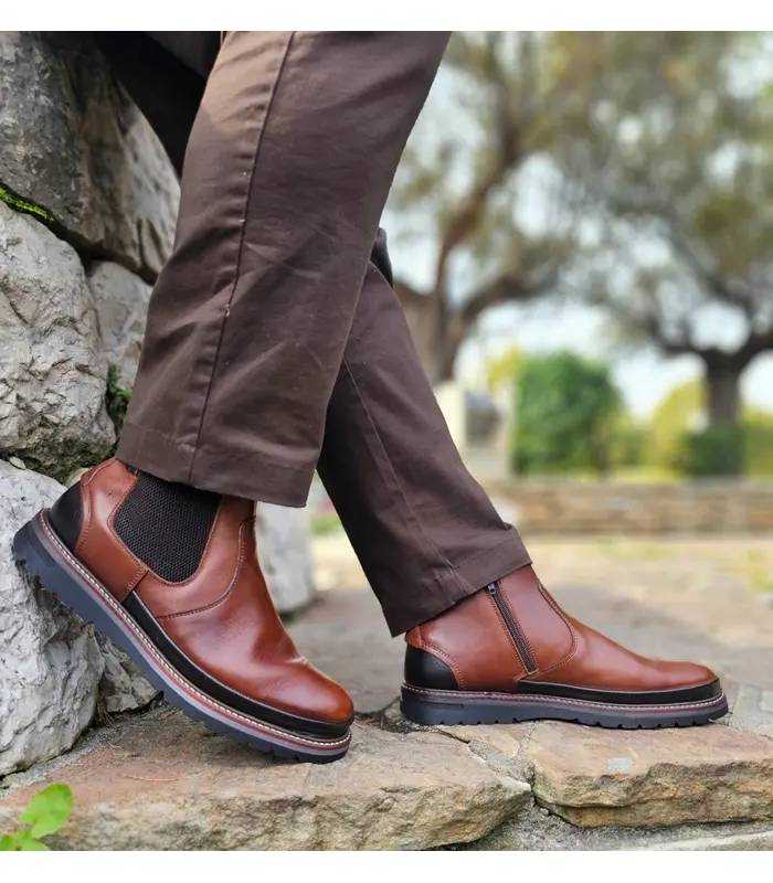 Botines hombre Chelsea piel marrón claro Baerchi puestos