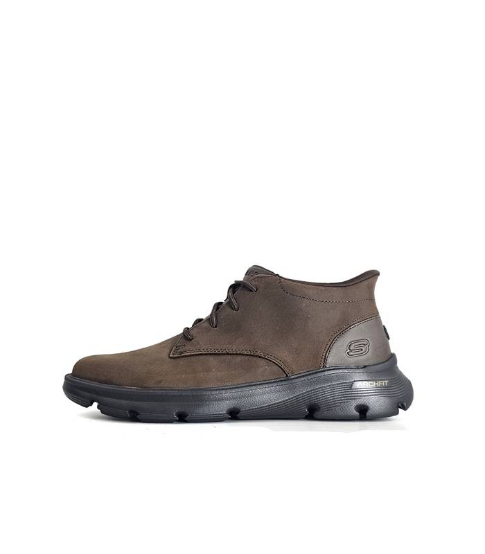 Botas Skechers hombre marrón chocolate perfil lateral