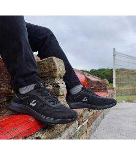 Zapatillas Luisetti hombre negras sin cordones para trabajo puestos
