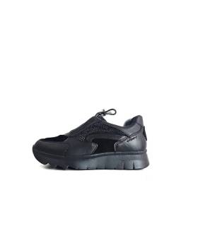 Zapatos mujer sin cordones Stonefly negros vista lateral