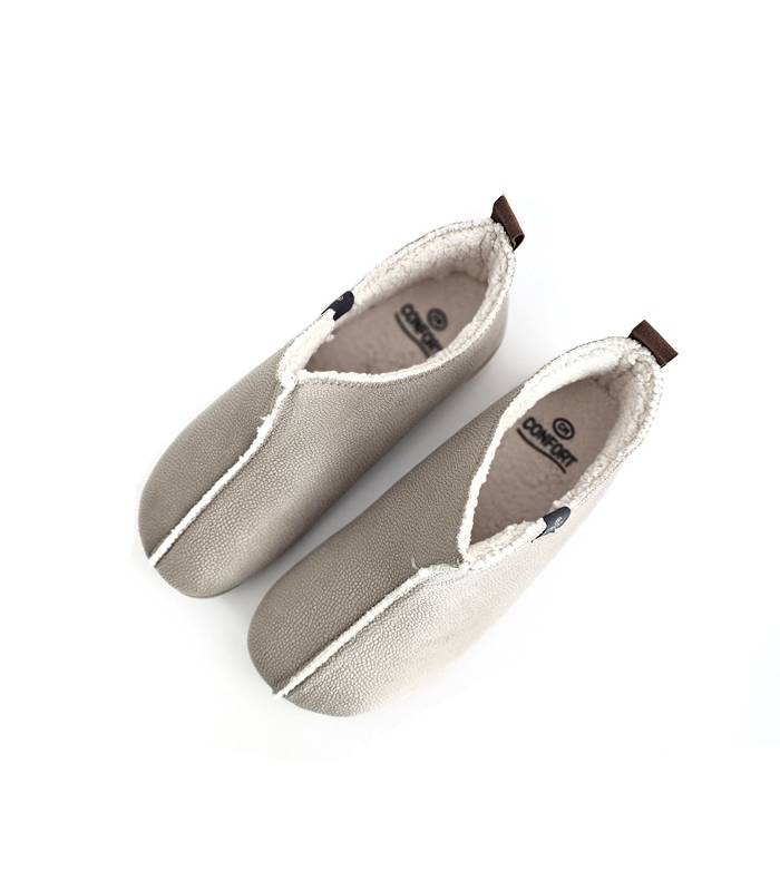 Interior borreguito zapatillas casa mujer piedra