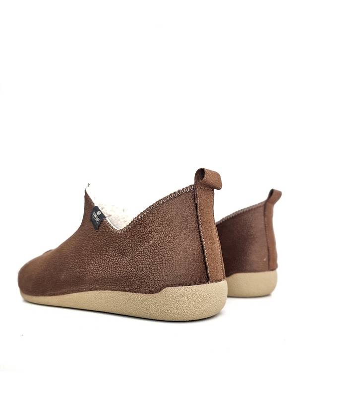 Zapatillas casa hombre camel vista trasera