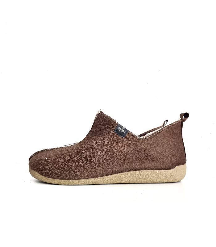 Zapatillas hombre abotinadas camel vista lateral