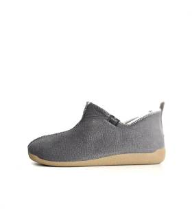 Zapatilla casa hombre abotinada gris vista lateral